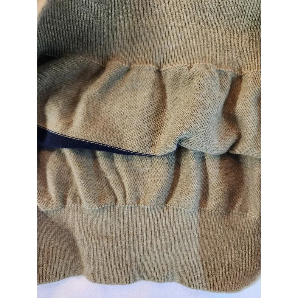 Tommy Hilfiger Mens Striped Crewneck Sweater Olive Green Cotton Large Preppy